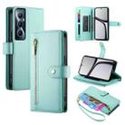 For Realme C65 Nine Card-slot Zipper Wallet Bag Leather Phone Case(Mint Green) - 1