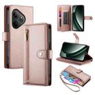 For Realme GT 6 Global Nine Card-slot Zipper Wallet Bag Leather Phone Case(Pink) - 1