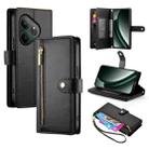 For Realme GT 6 Global Nine Card-slot Zipper Wallet Bag Leather Phone Case(Black) - 1