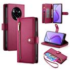 For Realme 14 Pro+ Nine Card-slot Zipper Wallet Bag Leather Phone Case(Red) - 1