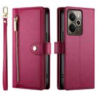 For Realme 14 / Realme P3 5G Nine Card-slot Zipper Wallet Bag Leather Phone Case(Red) - 2