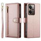 For Realme 14 / Realme P3 5G Nine Card-slot Zipper Wallet Bag Leather Phone Case(Pink) - 2