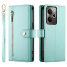 For Realme 14 / Realme P3 5G Nine Card-slot Zipper Wallet Bag Leather Phone Case(Mint Green) - 2