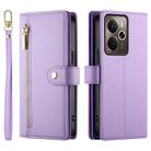 For Realme 14 / Realme P3 5G Nine Card-slot Zipper Wallet Bag Leather Phone Case(Purple) - 2