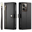 For Realme 14 / Realme P3 5G Nine Card-slot Zipper Wallet Bag Leather Phone Case(Black) - 2