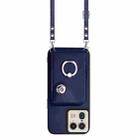 For Motorola Edge 50 Ultra EU Version Organ Card Bag Ring Holder Phone Case with Long Lanyard(Blue) - 2