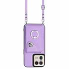 For Motorola Edge 50 Ultra EU Version Organ Card Bag Ring Holder Phone Case with Long Lanyard(Purple) - 2