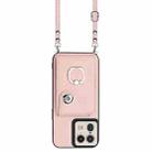 For Motorola Edge 50 Ultra EU Version Organ Card Bag Ring Holder Phone Case with Long Lanyard(Pink) - 2