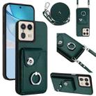 For Motorola Edge 50 Ultra EU Version Organ Card Bag Ring Holder Phone Case with Long Lanyard(Green) - 1