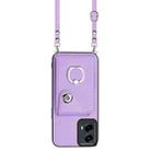 For Motorola Moto G 5G 2024 Organ Card Bag Ring Holder Phone Case with Long Lanyard(Purple) - 2