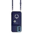 For Motorola Moto G Play 2024 5G Organ Card Bag Ring Holder Phone Case with Long Lanyard(Blue) - 2