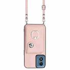 For Motorola Moto G Play 2024 5G Organ Card Bag Ring Holder Phone Case with Long Lanyard(Pink) - 2