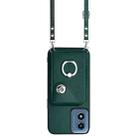 For Motorola Moto G Play 2024 5G Organ Card Bag Ring Holder Phone Case with Long Lanyard(Green) - 2