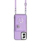 For Motorola Moto G Power 2024 5G Organ Card Bag Ring Holder Phone Case with Long Lanyard(Purple) - 2