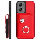 For Motorola Moto G Stylus 5G 2024 Organ Card Bag Ring Holder Phone Case with Long Lanyard(Red) - 2