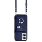 For Motorola Edge 50 Fusion Global Organ Card Bag Ring Holder Phone Case with Long Lanyard(Blue) - 2