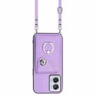 For Motorola Edge 50 Fusion Global Organ Card Bag Ring Holder Phone Case with Long Lanyard(Purple) - 2