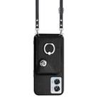 For Motorola Edge 50 Fusion Global Organ Card Bag Ring Holder Phone Case with Long Lanyard(Black) - 2