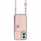 For Motorola Edge 50 Fusion Global Organ Card Bag Ring Holder Phone Case with Long Lanyard(Pink) - 2