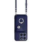 For Motorola Edge 60 Fusion / Edge 60 Organ Card Bag Ring Holder Phone Case with Long Lanyard(Blue) - 2