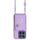 For Motorola Edge 60 Fusion / Edge 60 Organ Card Bag Ring Holder Phone Case with Long Lanyard(Purple) - 2