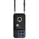 For Motorola Edge 60 Fusion / Edge 60 Organ Card Bag Ring Holder Phone Case with Long Lanyard(Black) - 2