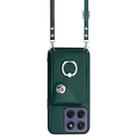 For Motorola Edge 60 Fusion / Edge 60 Organ Card Bag Ring Holder Phone Case with Long Lanyard(Green) - 2