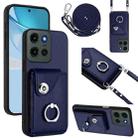 For Motorola Edge 60 Stylus Organ Card Bag Ring Holder Phone Case with Long Lanyard(Blue) - 1