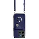 For Motorola Edge 60 Stylus Organ Card Bag Ring Holder Phone Case with Long Lanyard(Blue) - 2