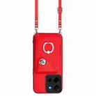 For Motorola Moto G 5G 2025 Organ Card Bag Ring Holder Phone Case with Long Lanyard(Red) - 2