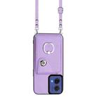 For Motorola Moto G85 / S50 Neo 5G Organ Card Bag Ring Holder Phone Case with Long Lanyard(Purple) - 2