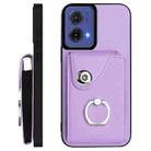 For Motorola Moto G85 / S50 Neo 5G Organ Card Bag Ring Holder Phone Case with Long Lanyard(Purple) - 3