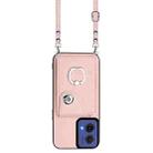 For Motorola Moto G85 / S50 Neo 5G Organ Card Bag Ring Holder Phone Case with Long Lanyard(Pink) - 2