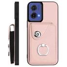 For Motorola Moto G85 / S50 Neo 5G Organ Card Bag Ring Holder Phone Case with Long Lanyard(Pink) - 3