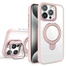 For iPhone 15 Pro Lens Protection & Ring Bracket MagSafe Phone Case(Light Pink) - 1