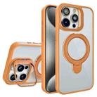 For iPhone 15 Pro Lens Protection & Ring Bracket MagSafe Phone Case(Orange) - 1