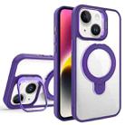 For iPhone 14 Lens Protection & Ring Bracket MagSafe Phone Case(Dark Purple) - 1