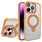 For iPhone 14 Pro Lens Protection & Ring Bracket MagSafe Phone Case(Orange) - 1