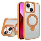 For iPhone 13 Lens Protection & Ring Bracket MagSafe Phone Case(Orange) - 1