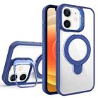 For iPhone 12 Lens Protection & Ring Bracket MagSafe Phone Case(Dark Blue) - 1