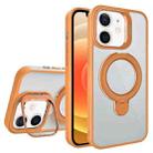 For iPhone 12 Lens Protection & Ring Bracket MagSafe Phone Case(Orange) - 1