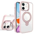 For iPhone 11 Lens Protection & Ring Bracket MagSafe Phone Case(Light Pink) - 1