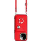 For vivo Y200 Organ Card Bag Ring Holder Phone Case with Long Lanyard(Red) - 2