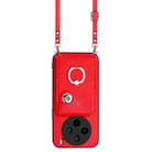 For vivo X200s Organ Card Bag Ring Holder Phone Case with Long Lanyard(Red) - 2