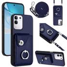 For vivo Y29 4G / T4x / Y300t Organ Card Bag Ring Holder Phone Case with Long Lanyard(Blue) - 1