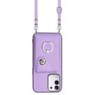 For vivo Y29 4G / T4x / Y300t Organ Card Bag Ring Holder Phone Case with Long Lanyard(Purple) - 2