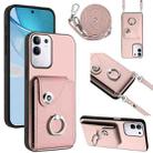 For vivo Y29 4G / T4x / Y300t Organ Card Bag Ring Holder Phone Case with Long Lanyard(Pink) - 1
