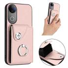 For vivo V50 / V50e Organ Card Bag Ring Holder Phone Case with Long Lanyard(Pink) - 3