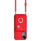 For vivo V50 / V50e Organ Card Bag Ring Holder Phone Case with Long Lanyard(Red) - 2