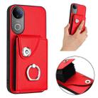 For vivo V50 / V50e Organ Card Bag Ring Holder Phone Case with Long Lanyard(Red) - 3